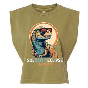 Dinosaur Solar Eclipse April 8 2024 Eclipse Trex Garment-Dyed Women's Muscle Tee