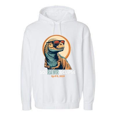 Dinosaur Solar Eclipse April 8 2024 Eclipse Trex Garment-Dyed Fleece Hoodie