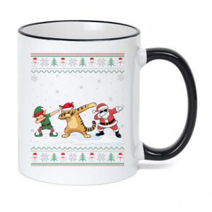 Dabbing Santa Elf Savannah Cat Christmas 11oz Black Color Changing Mug