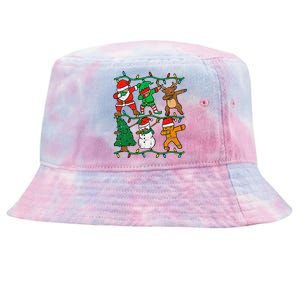 Dabbing Santa Elf Reindeer Dab Pajamas Christmas Tie-Dyed Bucket Hat