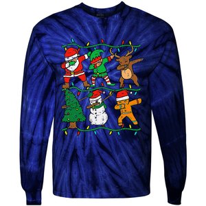 Dabbing Santa Elf Reindeer Dab Pajamas Christmas Tie-Dye Long Sleeve Shirt