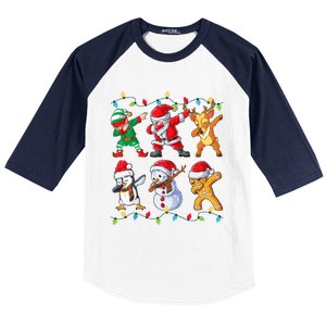 Dabbing Santa Elf Friends Christmas Xmas Dab Baseball Sleeve Shirt