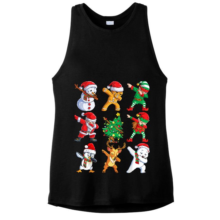 Dabbing Santa Elf Friends Christmas Ladies PosiCharge Tri-Blend Wicking Tank