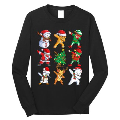 Dabbing Santa Elf Friends Christmas Long Sleeve Shirt