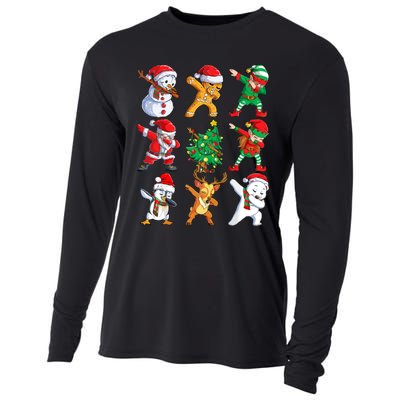 Dabbing Santa Elf Friends Christmas Cooling Performance Long Sleeve Crew