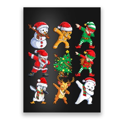 Dabbing Santa Elf Friends Christmas Poster