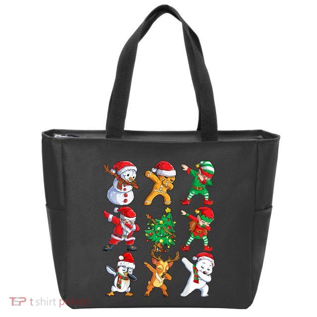 Dabbing Santa Elf Friends Christmas Zip Tote Bag