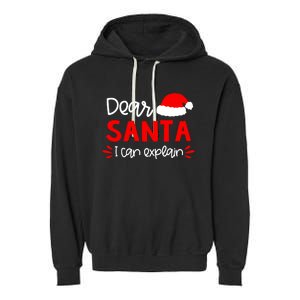 Dear Santa Funny Matching Family Christmas Pajamas Garment-Dyed Fleece Hoodie