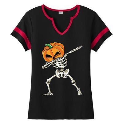 Dabbing Skeleton For Boy Halloween 2024 Ladies Halftime Notch Neck Tee