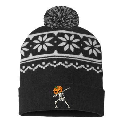 Dabbing Skeleton For Boy Halloween 2024 USA-Made Snowflake Beanie