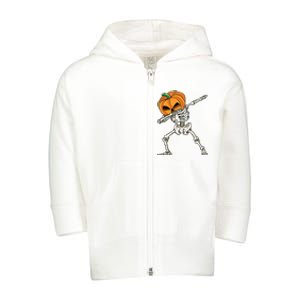 Dabbing Skeleton For Boy Halloween 2024 Toddler Zip Fleece Hoodie