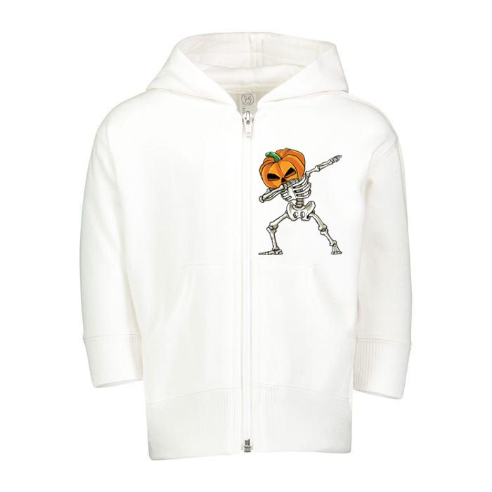 Dabbing Skeleton For Boy Halloween 2024 Toddler Zip Fleece Hoodie