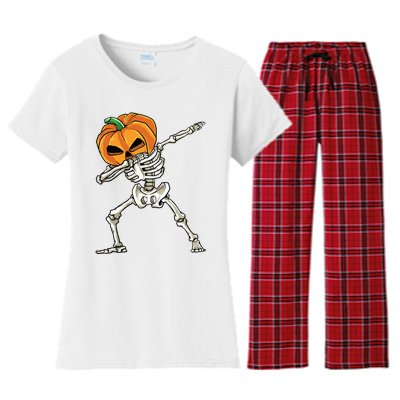 Dabbing Skeleton For Boy Halloween 2024 Women's Flannel Pajama Set