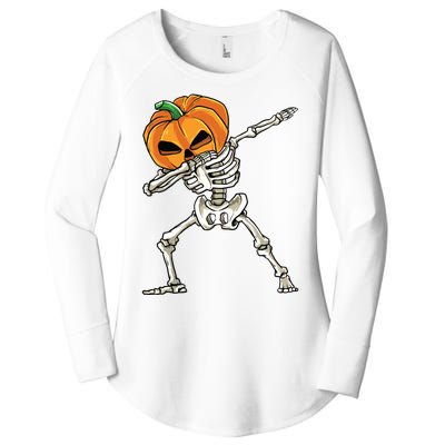 Dabbing Skeleton For Boy Halloween 2024 Women's Perfect Tri Tunic Long Sleeve Shirt