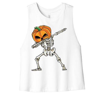 Dabbing Skeleton For Boy Halloween 2024 Women's Racerback Cropped Tank