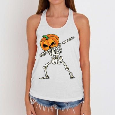 Dabbing Skeleton For Boy Halloween 2024 Women's Knotted Racerback Tank