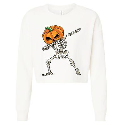 Dabbing Skeleton For Boy Halloween 2024 Cropped Pullover Crew