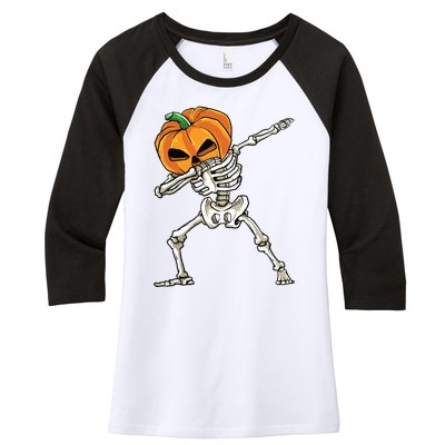 Dabbing Skeleton For Boy Halloween 2024 Women's Tri-Blend 3/4-Sleeve Raglan Shirt