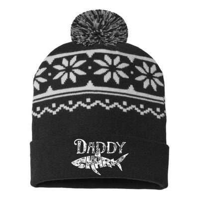 Daddy Shark Fathers Day Gifts Family Matching Dad USA-Made Snowflake Beanie