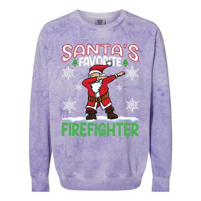 Dab Santas Favorite Firefighter Christmas Santa Dabbing Funny Gift Colorblast Crewneck Sweatshirt