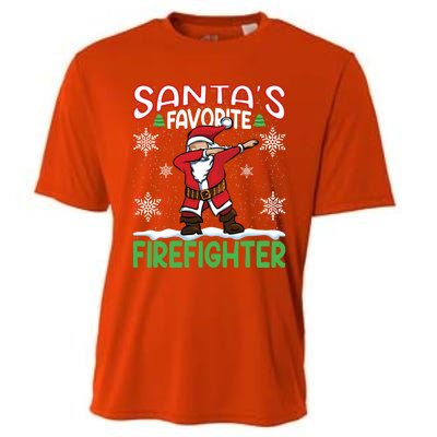 Dab Santas Favorite Firefighter Christmas Santa Dabbing Funny Gift Cooling Performance Crew T-Shirt