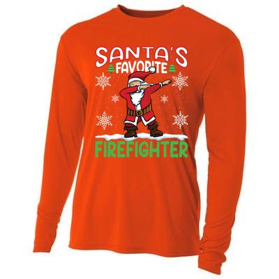 Dab Santas Favorite Firefighter Christmas Santa Dabbing Funny Gift Cooling Performance Long Sleeve Crew