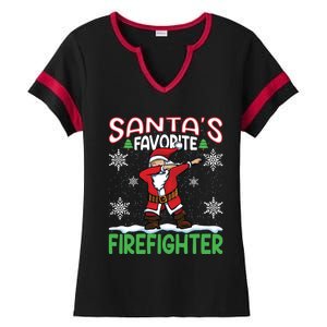 Dab Santas Favorite Firefighter Christmas Santa Dabbing Funny Gift Ladies Halftime Notch Neck Tee