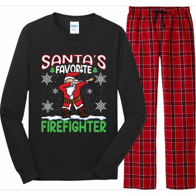 Dab Santas Favorite Firefighter Christmas Santa Dabbing Funny Gift Long Sleeve Pajama Set