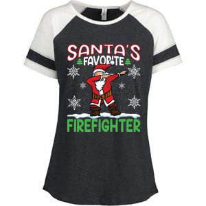 Dab Santas Favorite Firefighter Christmas Santa Dabbing Funny Gift Enza Ladies Jersey Colorblock Tee