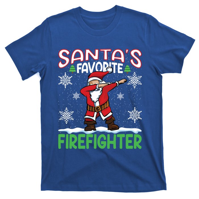 Dab Santas Favorite Firefighter Christmas Santa Dabbing Funny Gift T-Shirt