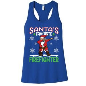 Dab Santas Favorite Firefighter Christmas Santa Dabbing Funny Gift Women's Racerback Tank