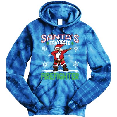 Dab Santas Favorite Firefighter Christmas Santa Dabbing Funny Gift Tie Dye Hoodie