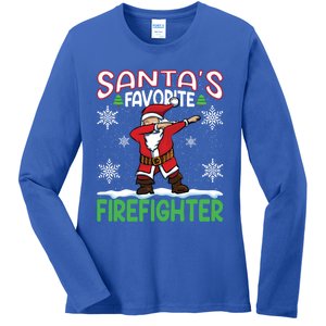 Dab Santas Favorite Firefighter Christmas Santa Dabbing Funny Gift Ladies Long Sleeve Shirt