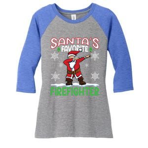 Dab Santas Favorite Firefighter Christmas Santa Dabbing Funny Gift Women's Tri-Blend 3/4-Sleeve Raglan Shirt