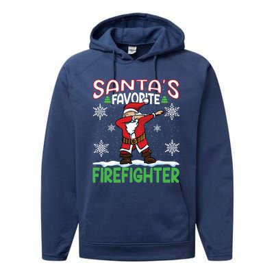 Dab Santas Favorite Firefighter Christmas Santa Dabbing Funny Gift Performance Fleece Hoodie