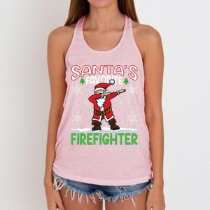 Dab Santas Favorite Firefighter Christmas Santa Dabbing Funny Gift Women's Knotted Racerback Tank