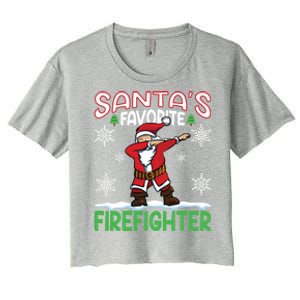 Dab Santas Favorite Firefighter Christmas Santa Dabbing Funny Gift Women's Crop Top Tee