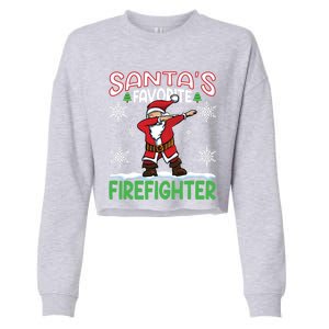 Dab Santas Favorite Firefighter Christmas Santa Dabbing Funny Gift Cropped Pullover Crew