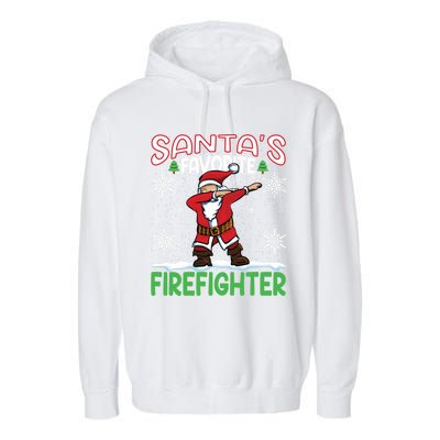 Dab Santas Favorite Firefighter Christmas Santa Dabbing Funny Gift Garment-Dyed Fleece Hoodie