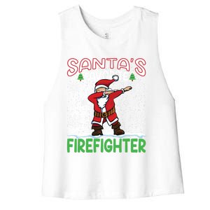 Dab Santas Favorite Firefighter Christmas Santa Dabbing Funny Gift Women's Racerback Cropped Tank