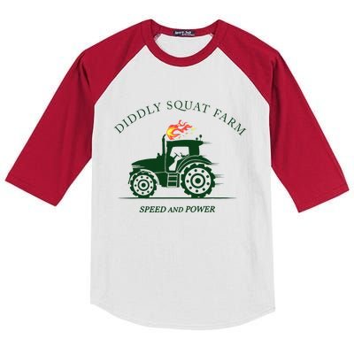 Diddly Squat Farm Green Tractor Farmer Kids Colorblock Raglan Jersey