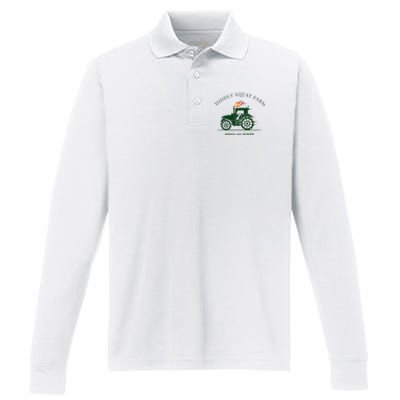 Diddly Squat Farm Green Tractor Farmer Performance Long Sleeve Polo