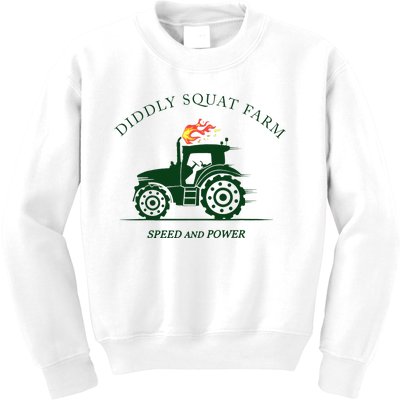 Diddly Squat Farm Green Tractor Farmer Kids Sweatshirt