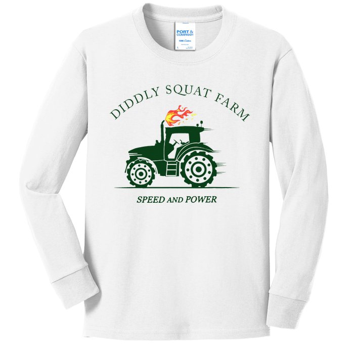 Diddly Squat Farm Green Tractor Farmer Kids Long Sleeve Shirt