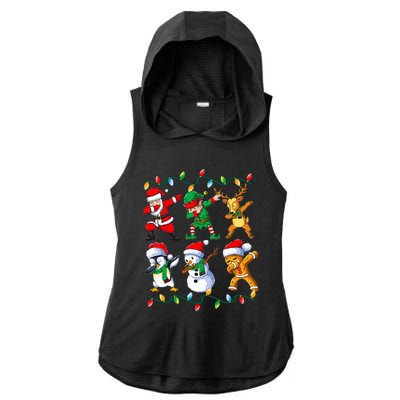 Dabbing Santa Friends Xmas Gifts Christmas Ladies PosiCharge Tri-Blend Wicking Draft Hoodie Tank