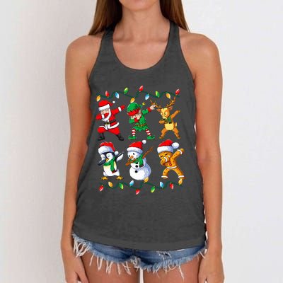 Dabbing Santa Friends Xmas Gifts Christmas Women's Knotted Racerback Tank