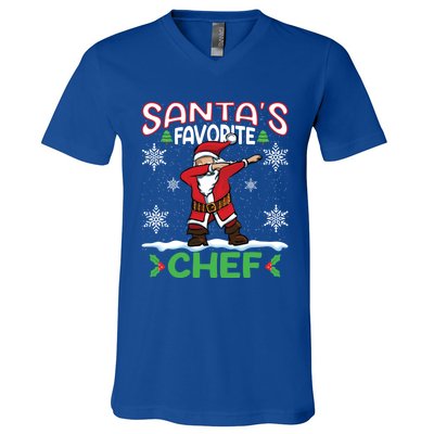 Dab Santas Favorite Chef Christmas Santa Dabbing Gift V-Neck T-Shirt