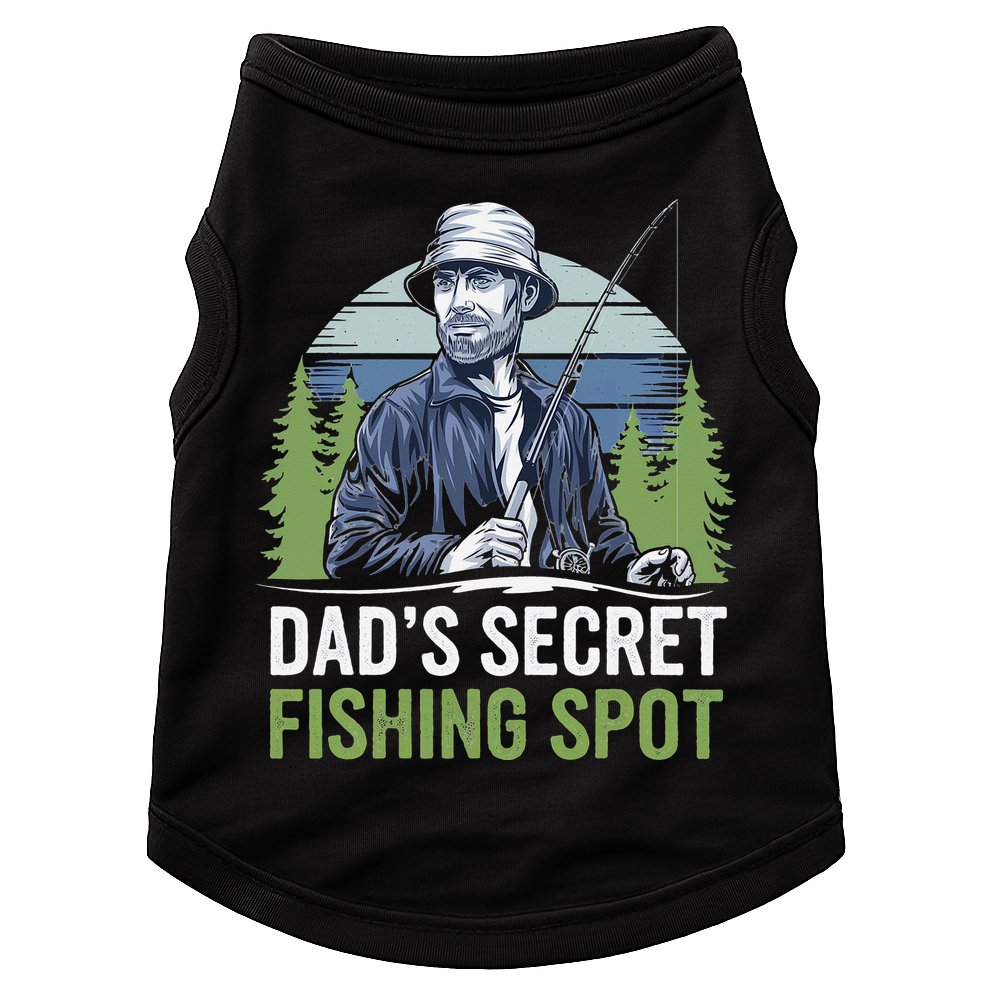 Dads Secret Fishing Spot Funny Fathers Day Fish Lover Doggie Tank