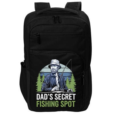 Dads Secret Fishing Spot Funny Fathers Day Fish Lover Impact Tech Backpack
