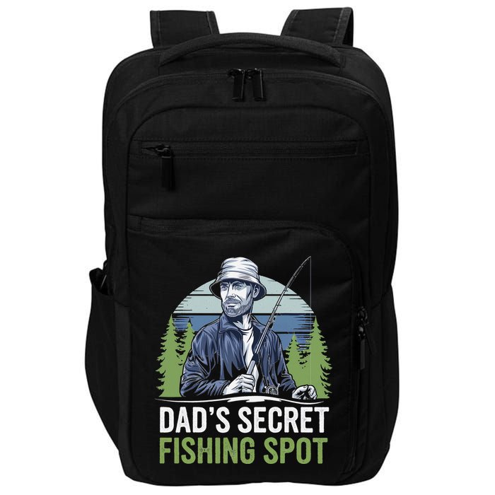 Dads Secret Fishing Spot Funny Fathers Day Fish Lover Impact Tech Backpack